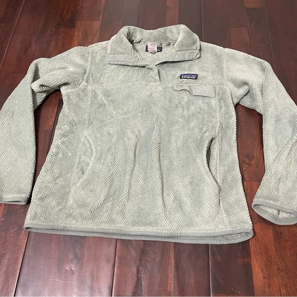 Women's Patagonia Synchilla Snap-T Re-Tool Mint Green Fleece Pullover Jacket M - Picture 2 of 8
